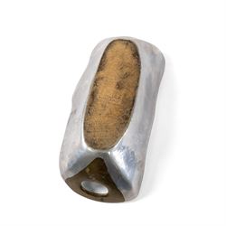David Marshall Vide-Poche aluminium and brass brutalist tray, signed to handle, H6cm 