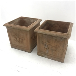 Pair square terracotta planters, W53cm, H53cm, D53cm