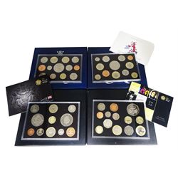 Four The Royal Mint United Kingdom proof coin sets, dated 2006, 2007, 2008, 2010, all cased, all except 2006 with certificate