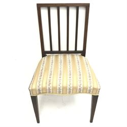 Six (4+2) mahogany Georgian dining chairs, upholstered seat, square supports, W58cm