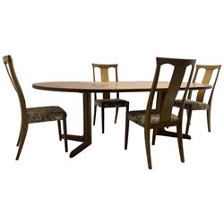 Gudme Mobelfabrik - mid-20th century teak extending dining table (D123cm - L221cm, H72cm); together with a set of four teak dining chairs with upholstered seats 