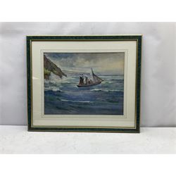 Fred A Simmonds (British 20th century): 'A Rough Sea Whitby', watercolour signed, titled verso 37cm x 48cm