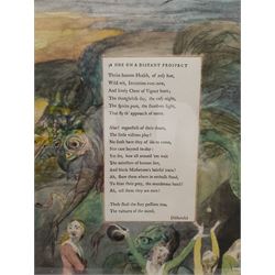 English School (Early 20th century): 'Ode on a Distant Prospect [of Eton College]', typewritten poem surrounded by a hand-coloured print of mythical figures unsigned 40cm x 32cm