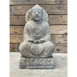 Cast stone garden figure - meditating Buddha