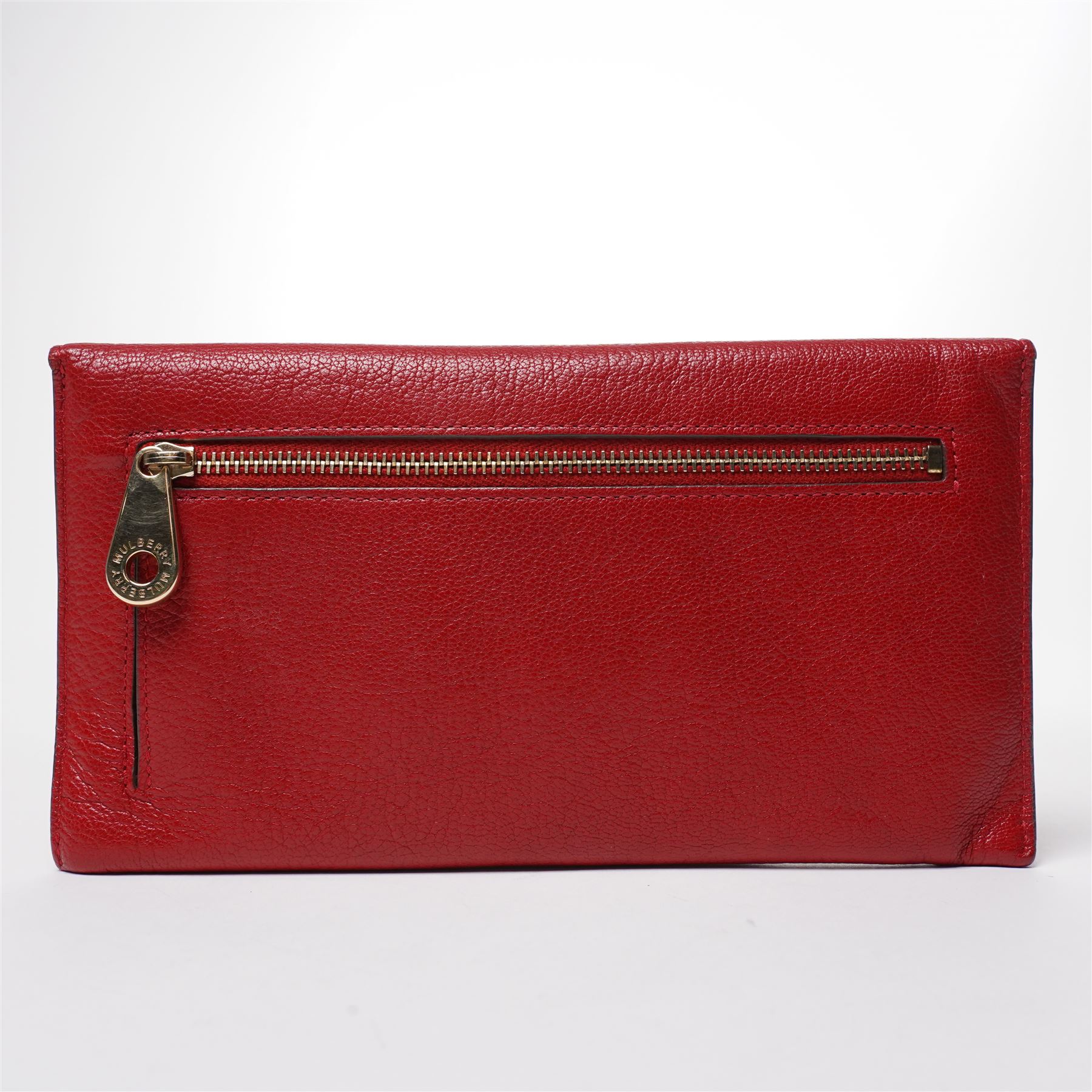 Mulberry - Envelope Long Wallet or Purse, in red glossy goat leather, with envelope-style flap and signature gold-tone Postman’s Lock fastening, the interior fitted with compartments and card slots, W20cm H11cm