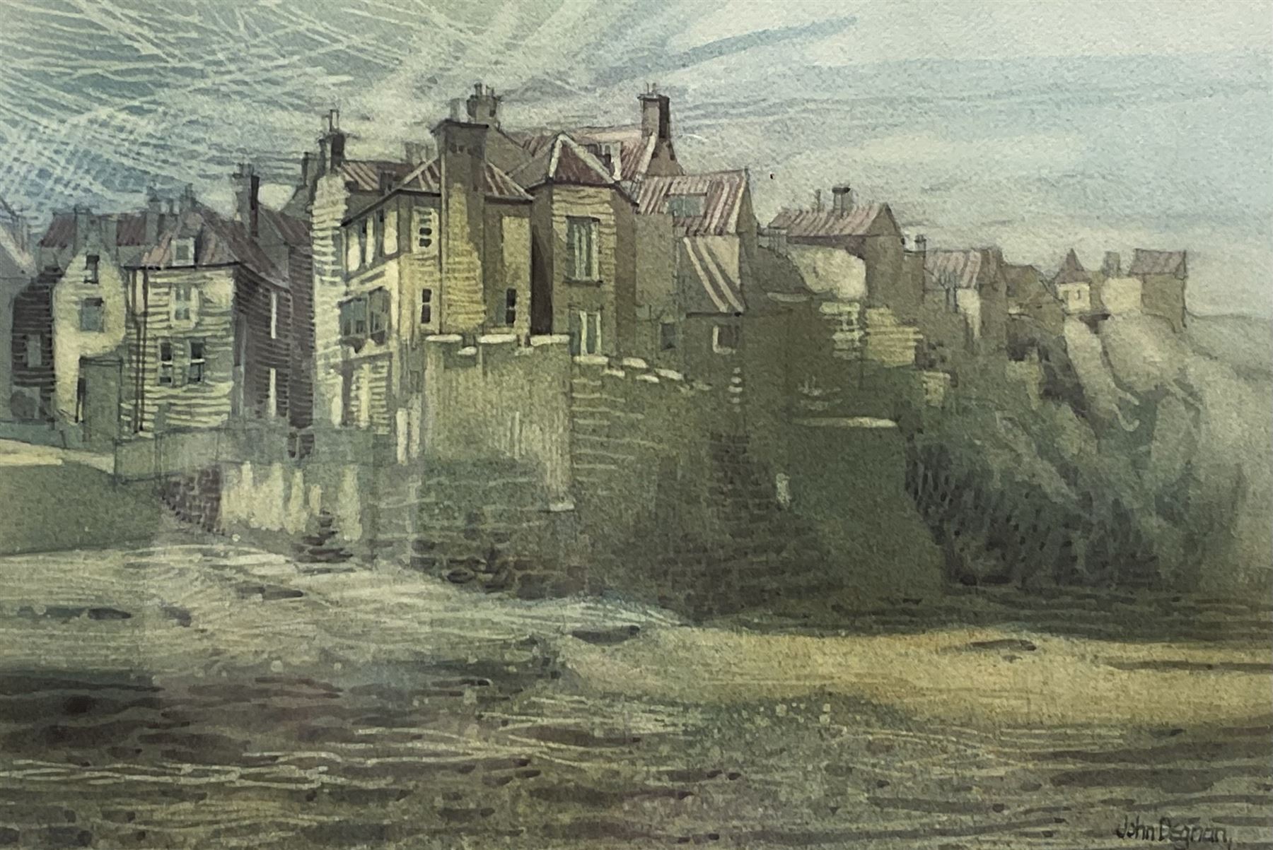 John Degnan (Northern British 1947-): Robin Hoods Bay, watercolour signed 23cm x 34cm 