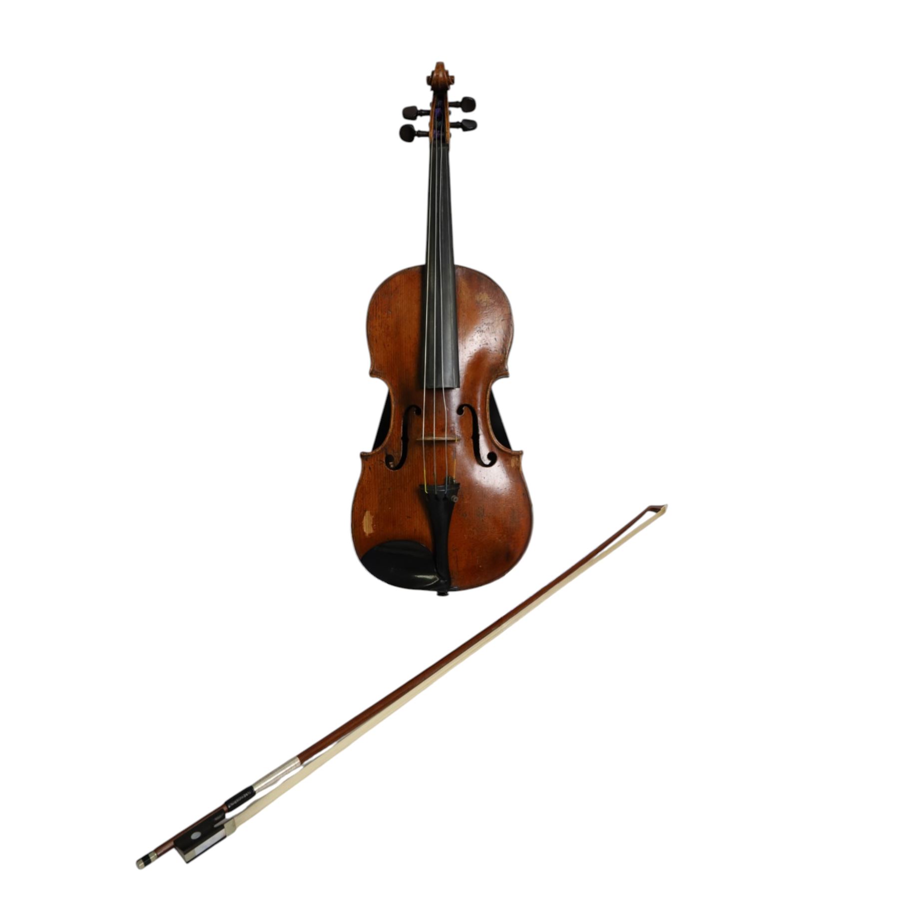 20th century violin, bearing label for Antonius and Hieronymus Amati, with bow stamped G. Werner, contained within fitted case