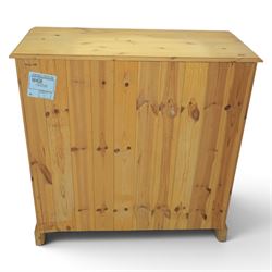 Solid pine chest, fitted with two short and three long drawers