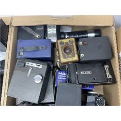 Collection of cameras and equipment, to include folding cameras, polaroid, camera cases etc, in three boxes  