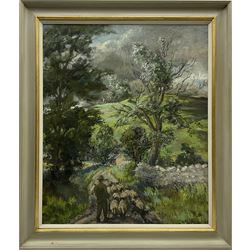 Constance-Anne Parker (British 1921-2016): 'Thunderstorm Malham', oil on canvas signed, with further image verso 74cm x 61cm
Provenance: direct from the artist's family previously unseen on the open market
