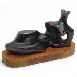 After Henry Moore (British 1898-1986): 'Reclining Figure', terracotta maquette sculpture, ...