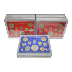 Seventeen Queen Elizabeth II 1953 unofficial coin year sets, each comprising farthing to crown coins, in plastic cases