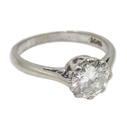  White gold single stone diamond ring, stamped 18ct, diamond approx 1.00 carat  