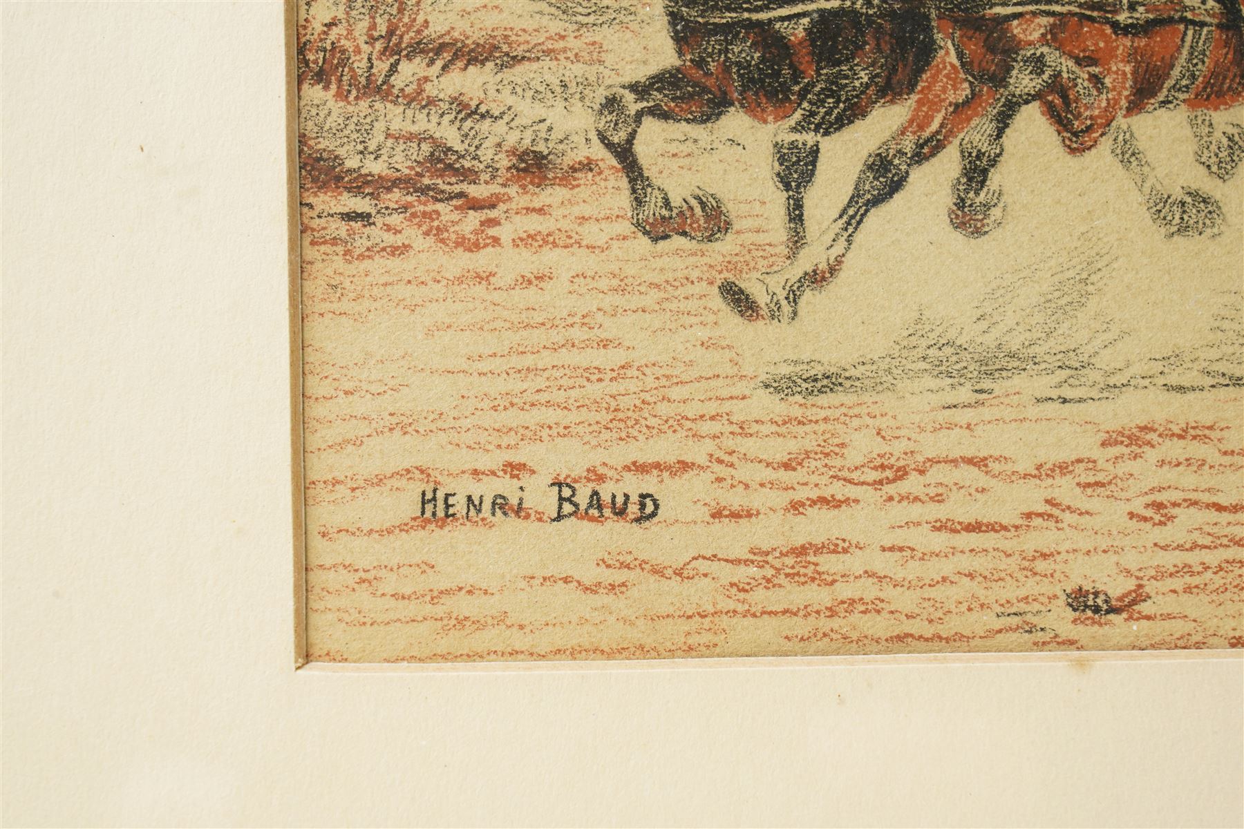 Henri Baud (French 19th/20th Century): French Artillery Charge, pastel on paper signed 14.5cm x 21cm