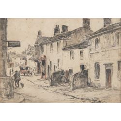 Frederick (Fred) Lawson (British 1888-1968): Grassington High Street, charcoal with colour...