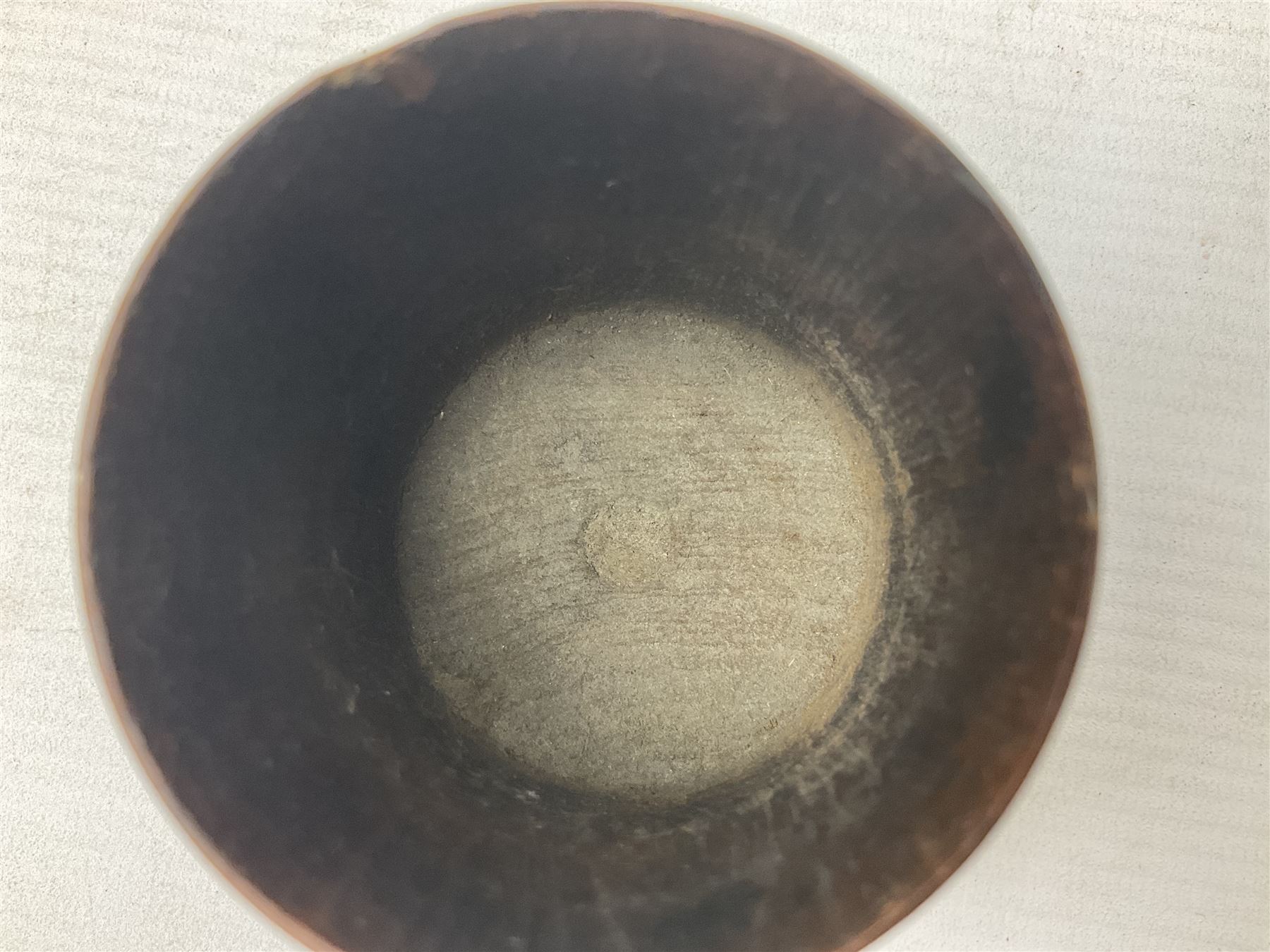 Treen miniature barrel with brass plaque entitled 'From the Teak of HMS Iron Duke Admiral Jellicoe's Flag Ship Jutland 1916' H17cm