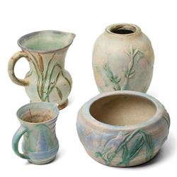 Collection of 1930s to 1940s Bourne Denby Danesby ware, with naturalistic decoration, vase...