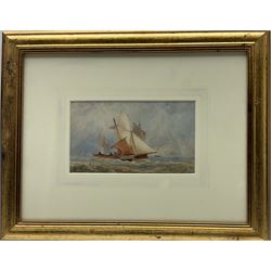 George Weatherill (British 1810-1890): Whitby Fishing Boat WY36 and another along side under a Rainbow, watercolour signed 11cm x 19.5cm
Provenance: part of an important single owner Weatherill Family collection