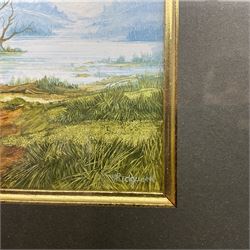 John Ridgewell (British 1937-2004): Path to the Lakeside, oil on card signed 14cm x 18dm 