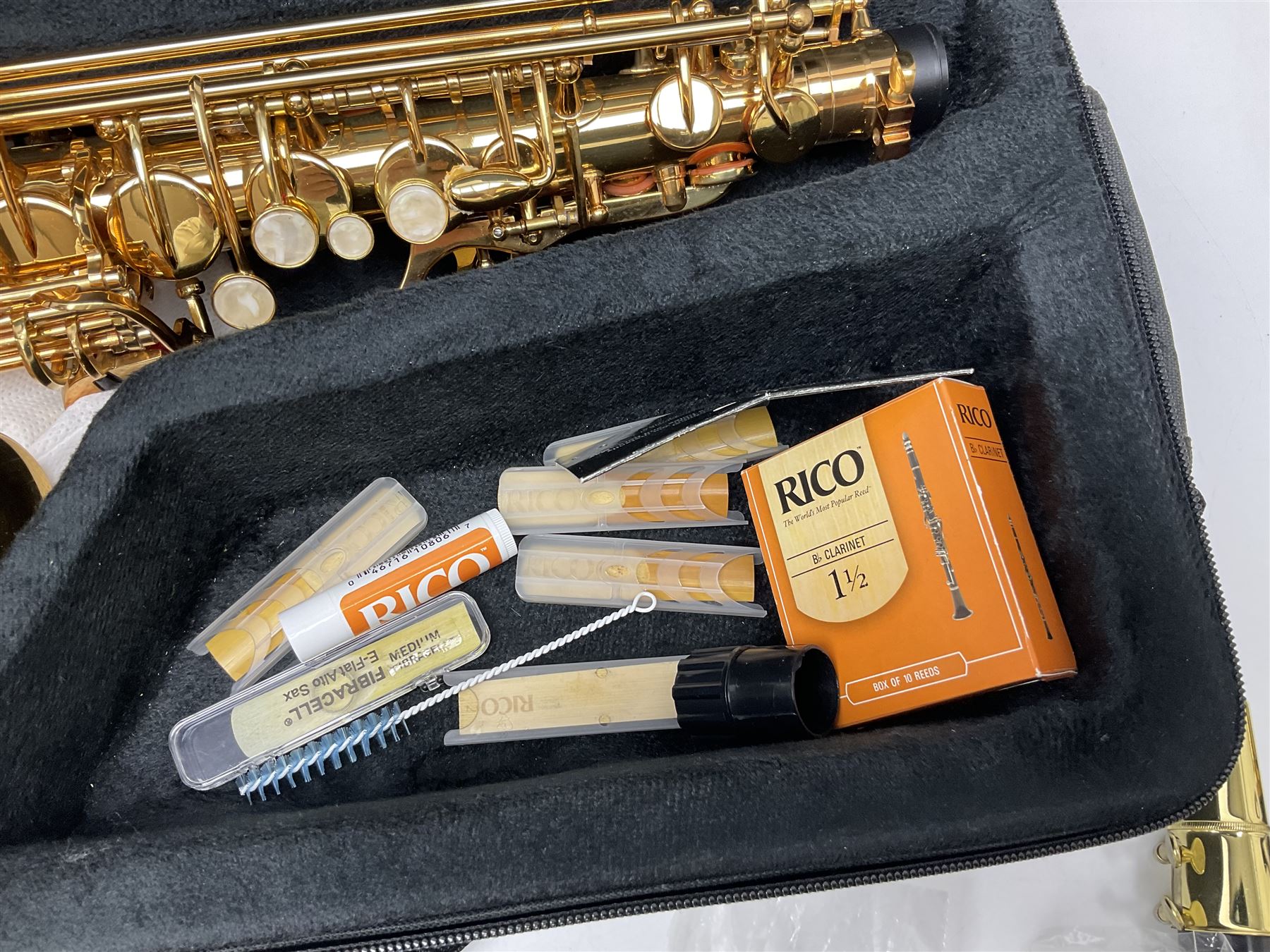 Trevor James Artemis A1 brass alto saxophone AL11572, serial no.321041; in lightweight carrying case with accessories