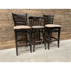 Seven chrome framed tall ball stools with upholstered seat and three other tall stools (10)