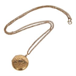 9ct gold chain and small locket, together with gold plated jewellery including larger locket, cufflinks and chain