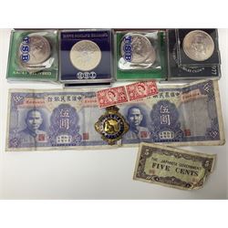 Coins and miscellaneous items including Great British and Channel Islands commemorative crowns, pre-decimal coinage etc
