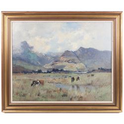 Jacobus (Jack) Pieters (Dutch 1886-1977): View Towards the Mountains, oil on canvas board signed 58cm x 74cm 