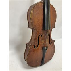 Michael Lindsay of Stockton-on-Tees violin, dated 1904 on the label and stamped on the neck, full length 60cm In a later soft case