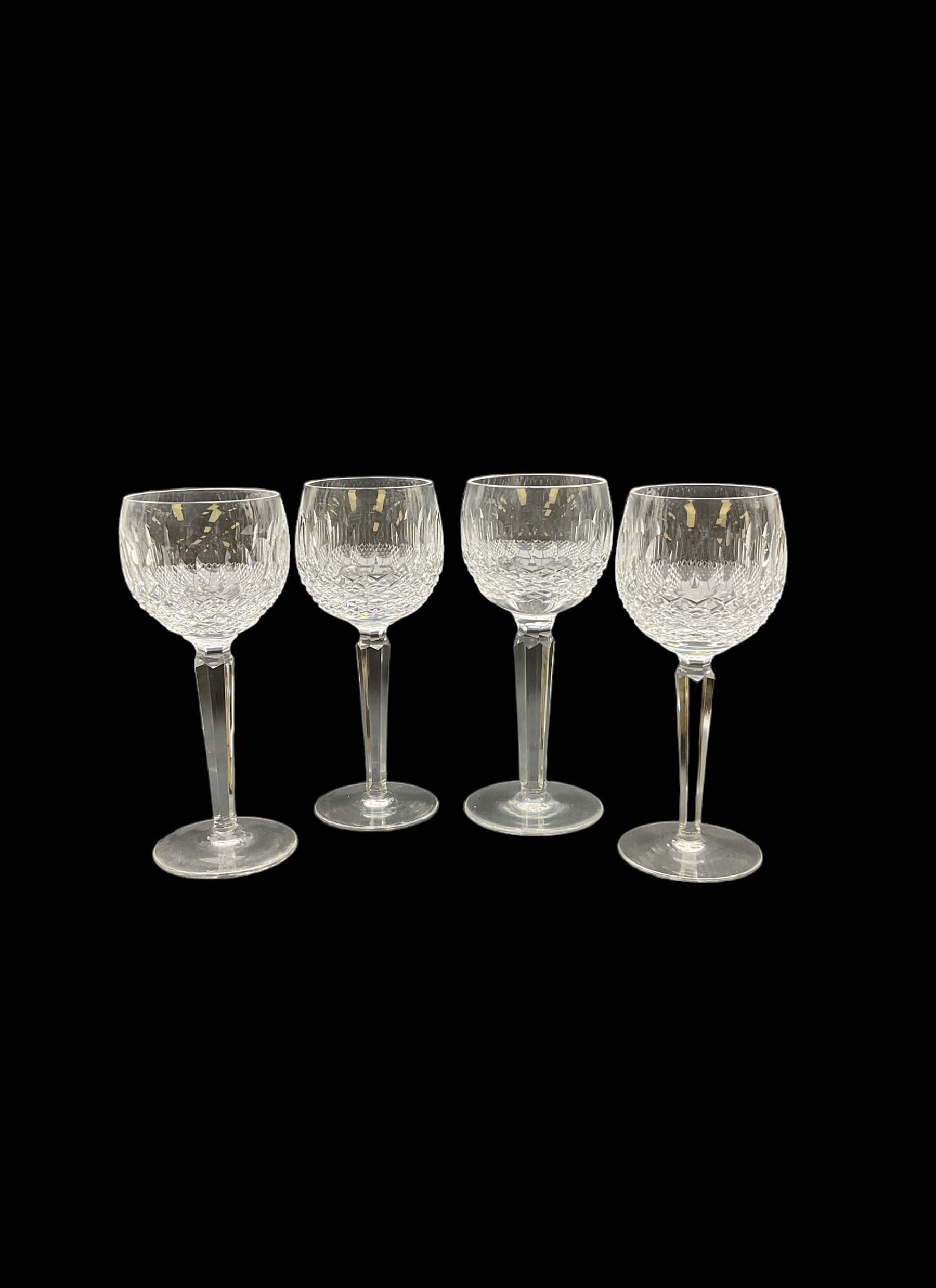 Set of ten Waterford Colleen pattern cut crystal hock glasses, four in presentation boxes, H18.7cm