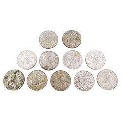 Eleven Queen Elizabeth II Australia 1966 50 cent silver coins 