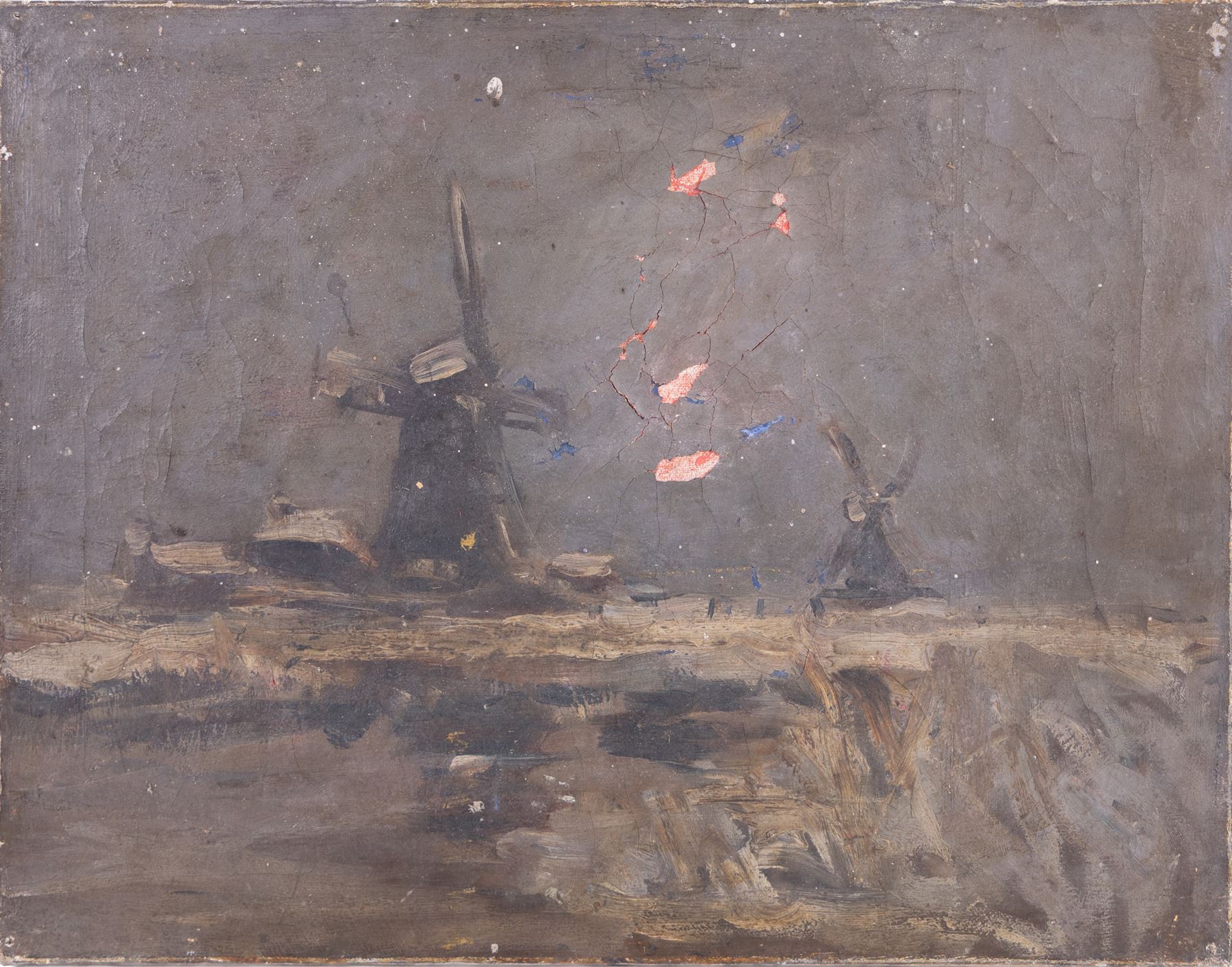 Edwin John Ellis (British 1841-1895): Windmills, pair oils on canvas, one signed 36cm x 46cm (2) (unframed)