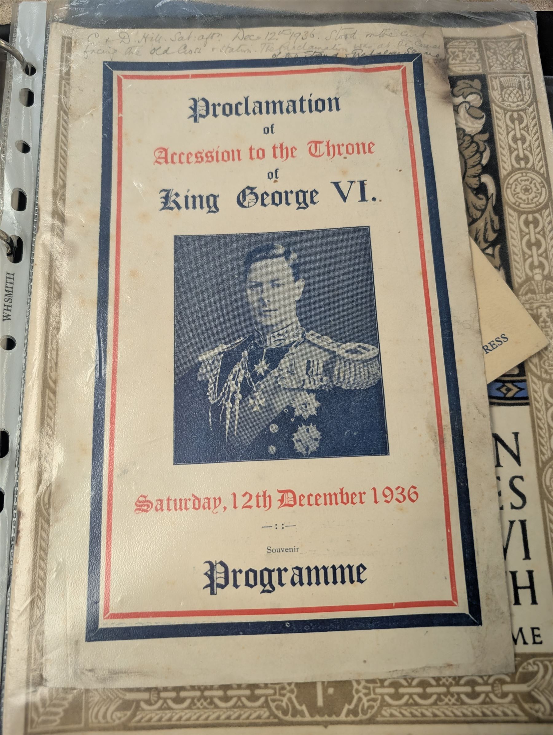 Collection of mostly Royal ephemera and commemorative memorabilia, including souvenir programmes, Royal Pedigrees, postcards, and newspaper reprints, etc, contained within a folder