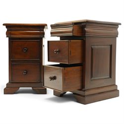 Barker & Stonehouse - pair of 'Grosvenor' contemporary hardwood bedside chests, rectangular top over shaped cushion drawer and two cock-beaded drawers, on shaped bracket feet