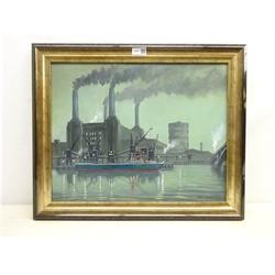  Steven Scholes (Northern British 1952-): 'Battersea Power Station, London 1958', oil on canvas signed, titled verso 39cm x 49cm  