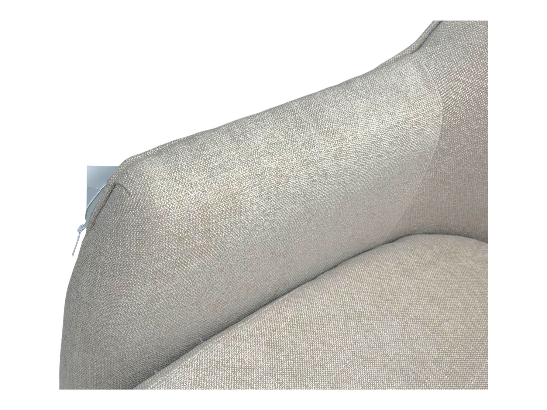 Contemporary tub armchair upholstered in beige fabric