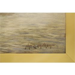 John Ernest Aitken (Scottish 1881-1957): 'Off to Peterhead - Anstruther Fife', watercolour signed, titled on Chas. Rowley and Co 1910 Ltd label verso 33cm x 49.5cm