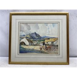 Frederick George Meekley (Carlisle 1896-1951): 'Scottish Scene' - Cattle in the Lane, watercolour signed 28cm x 35cm
