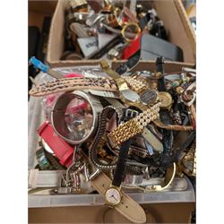 Large collection of ladies and gentlemans fashion wristwatches, including some boxed examples