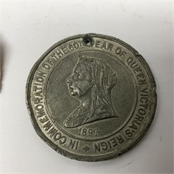 WWI pair of medals comprising Mercantile Marine medal and British War medal, awarded to Dominic L Kelly; both with ribbons and part original packaging and a Victoria Diamond Jubilee medallion.