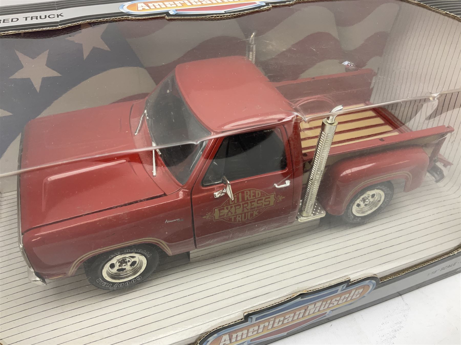 Ertl - three American Muscle 1:18 scale die-cast models comprising 1995 Dodge Ram 2500 SLT; '78 Dodge Lil Red Truck; and 1996 Firebird Trans Am; together with an Ertl European Classics 1:18 scale 1948 Jaguar XK120; all boxed (4)