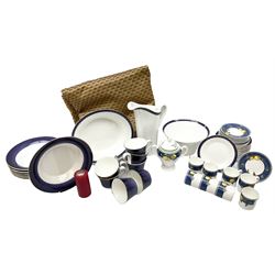 Wedgwood Midnight pattern tea and dinner wares, comprising seven cups and saucers, large jug, eight soup bowls, two large bowls, together with wedgwood citrons coffee wares