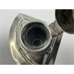 Early 20th century silver novelty inkwell, modelled as a ship's port lantern, with swing handle, convex red glass panel and hinged cover opening to reveal a glass liner, hallmarked Samuel Jacob, London 1911, height not including handle H8.5cm