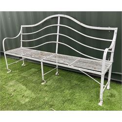 White, painted, iron strapwork, wrought metal garden bench - THIS LOT IS TO BE COLLECTED BY APPOINTMENT FROM DUGGLEBY STORAGE, GREAT HILL, EASTFIELD, SCARBOROUGH, YO11 3TX