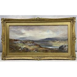 Elliot Haigh Marten (British 1866-1953): Highland Landscape with Sheep, watercolour signed 24cm x 52cm 