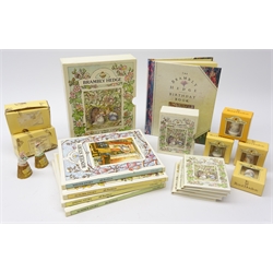  Brambly Hedge - two Enesco thimbles: Winter & Autumn, four Royal Doulton thimbles, Brambly Hedge Little Library, all boxed, The Brambly Hedge Birthday Book and set of four seasons hardback books with outer case (9)  