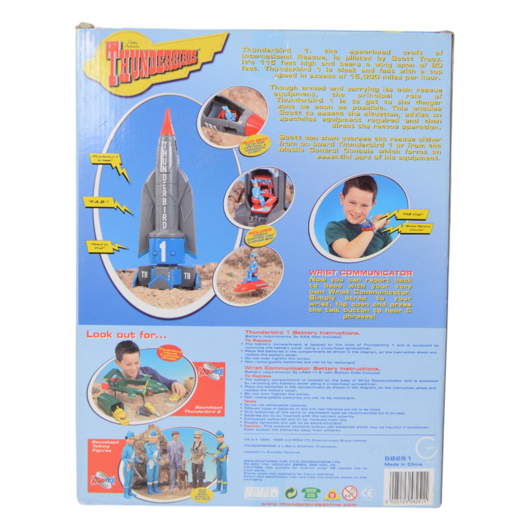 Three Vivid Imaginations Thunderbirds vehicles, comprising Thunderbird 1, Thunderbird 2 with Thunderbird 4, The Mole and Firefly and Thunderbird 3, all boxed