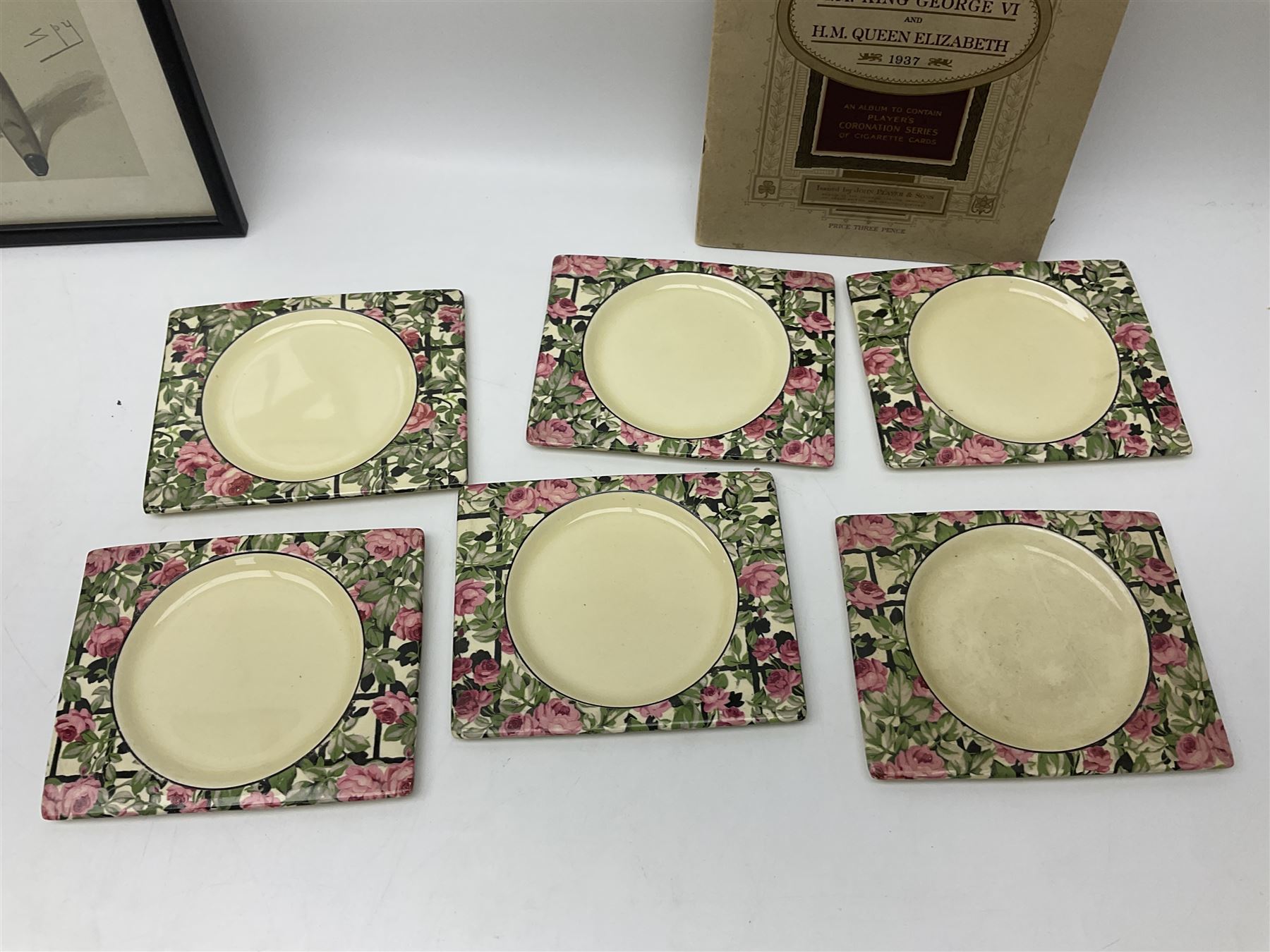 Vanity Fair Spy print, a Tory, together with six Royal Staffordshire the Biarritz side plates, and a collection of posters and ephemera 