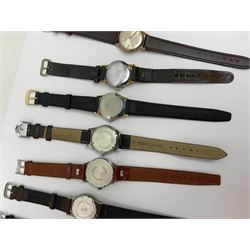 Twelve manual wind wristwatches including MuDu, Kenwell, Cauny, Technos, Bernex, Kienzle, Royce, Emka, Ery, Accurist and Chalet, all with subsidiary seconds dials