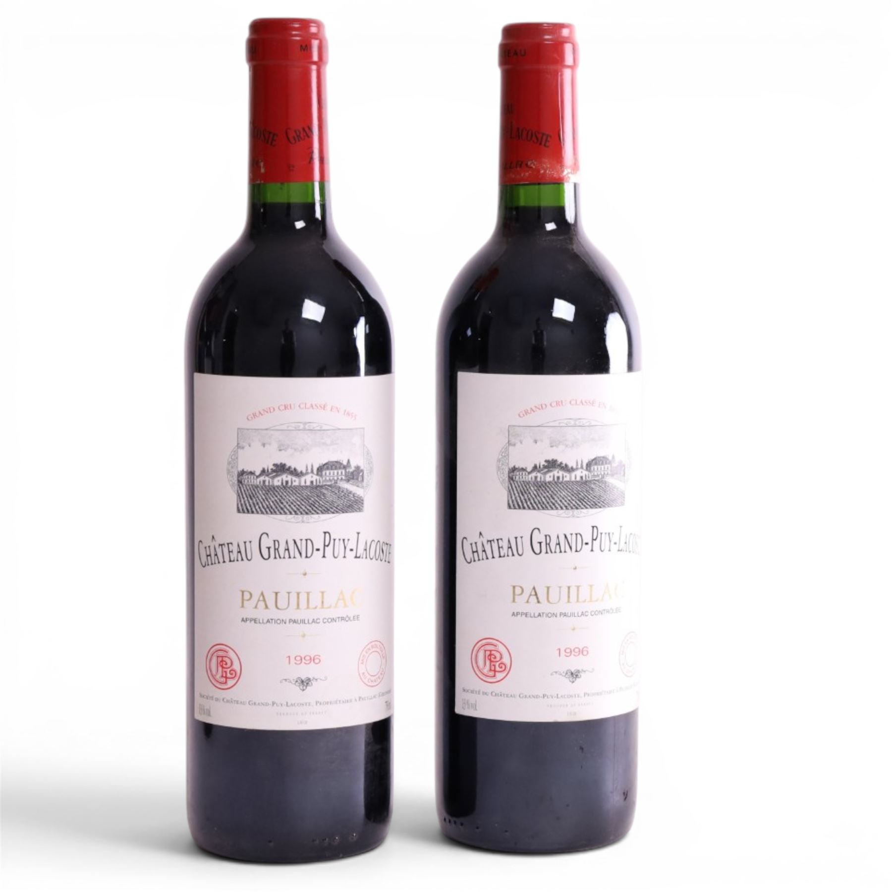 Chateau Grand-Puy-Lacoste Pauillac 1996 13%vol 750ml, two bottles 